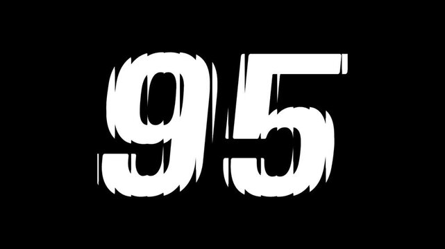 Sliced Glass Effect Number 95 Animation on Black Background Typography Motion Graphic