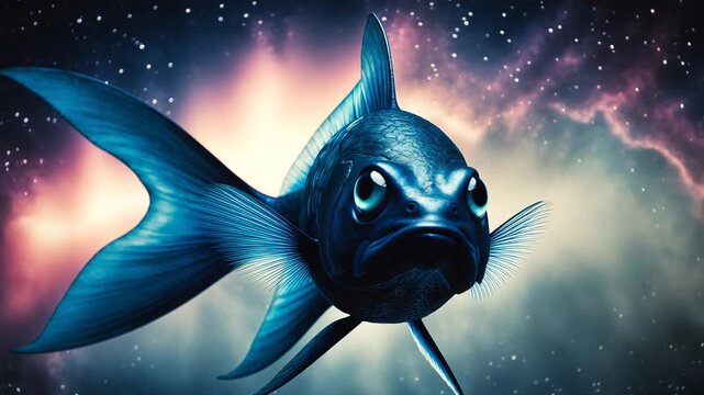 Fantastic color fish swim in deep sea, aquarium aquatic awesome animals in water AI Generative