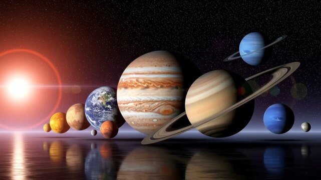 Solar system planets alignment in deep space