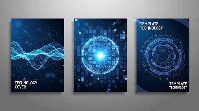 Set of three technology themed poster templates