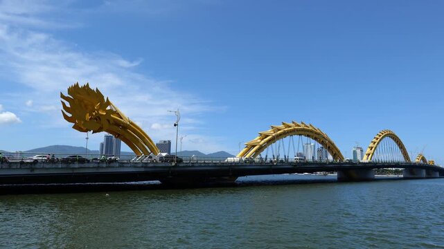 Dragon bridge over Han river in Danang, Vietnam. A famous landmark in Da Nang
