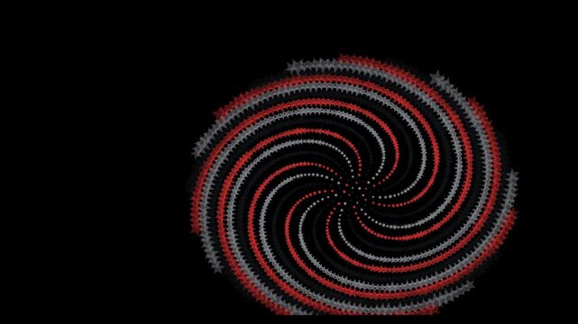Red and grey star pattern spiral motion background, animation