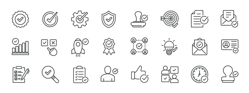 Approval thin line icons. For website marketing design, logo, app, template, ui, etc. Vector illustration.