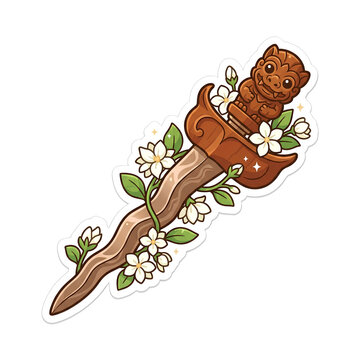 Cute Magical Majapahit Kris Dagger with Blooming Jasmine