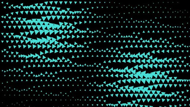 Cyan geometric triangle wave motion background, abstract digital pattern animation