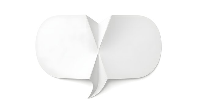 Split white paper speech bubble origami art with broken dialogue divided message blank template graphic element design asset dialogue