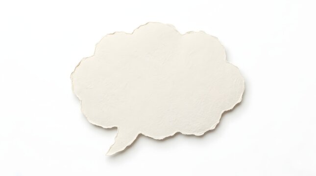 Cloud shaped white paper speech bubble origami on white background with cloud shape origami creation thought bubble dialogue box