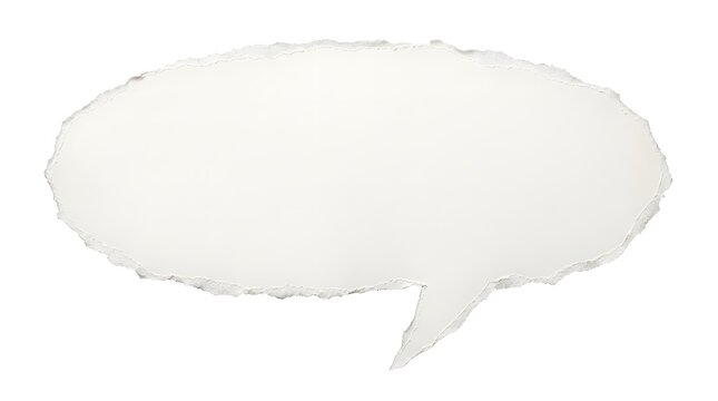 Wide oval shaped white paper speech bubble with textured edge isolated oval shape paper texture white background dialogue box