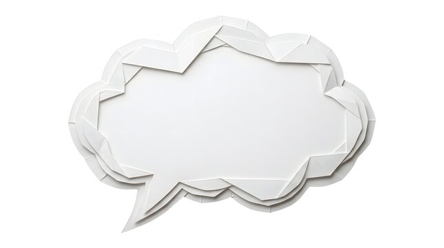 Origami paper speech bubble in cloud shape isolated on white background with chat bubble paper craft folded paper thought bubble