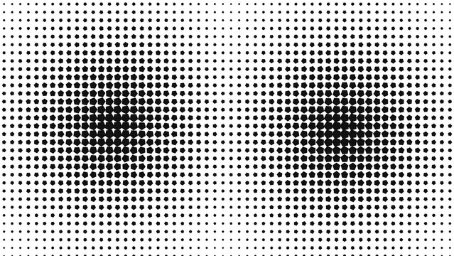 Dark gray halftone dot pattern with a subtle gradient effect on a black background, circular points arranged in a grid, minimalist texture