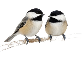 Cute Pair of Chickadees Perched Together © Lichins
