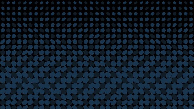 Abstract blue geometric pattern motion background, with rotating pentagons