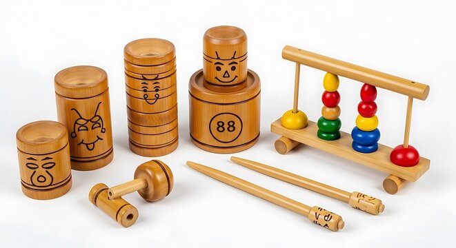 wooden abacus on white