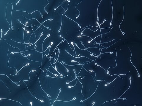 Microscopic View of Sperm Cells with Long Tails