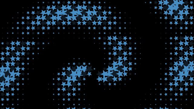 Blue star halftone pattern motion background, abstract geometric star shape animation loop