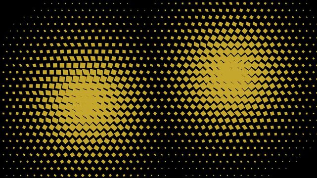 Gold square halftone pattern motion background: abstract geometric pulsing animation for modern digital and visual effects