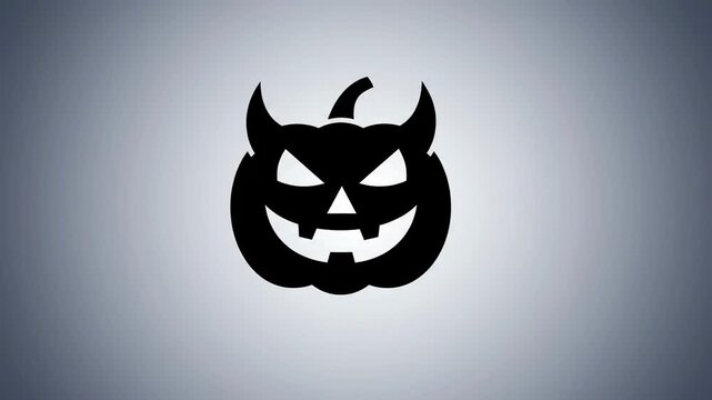 Animated halloween pumpkin icon with horns