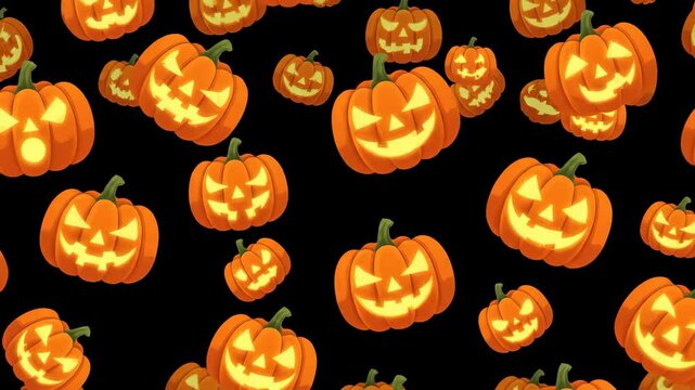 Animated pumpkin pattern on black background