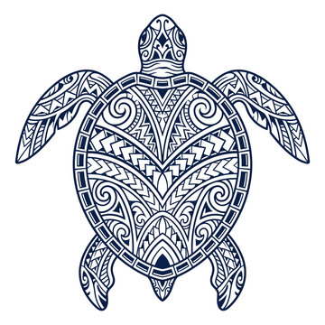 Tribal Turtle Illustration with Intricate Patterns