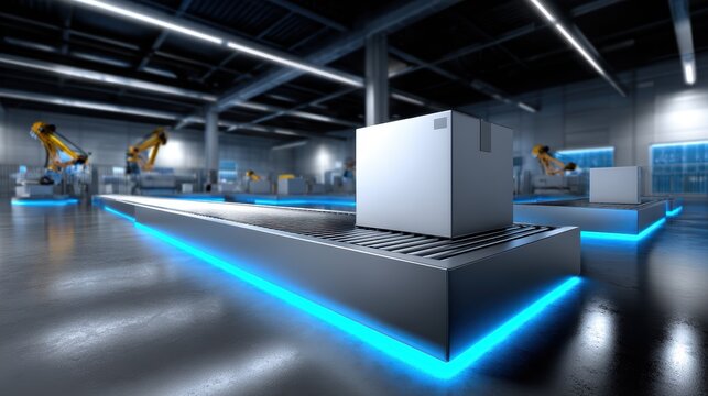 automated conveyor belt in smart warehouse factory