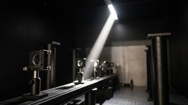 A solar telescope spectrograph slit room in deep shade