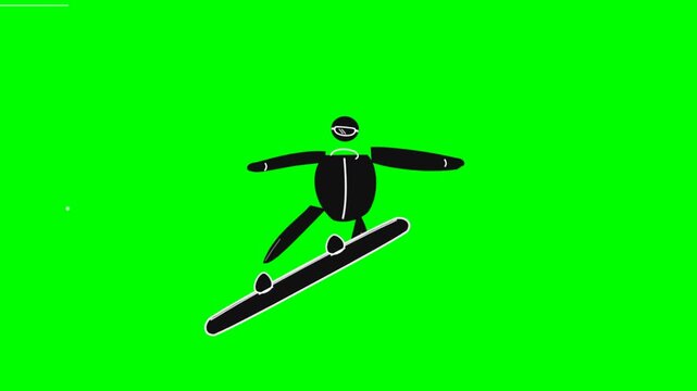 Dynamic 3D Snowboarder Animation Performing Jumps and High-Speed Action in Winter Mountain Landscape