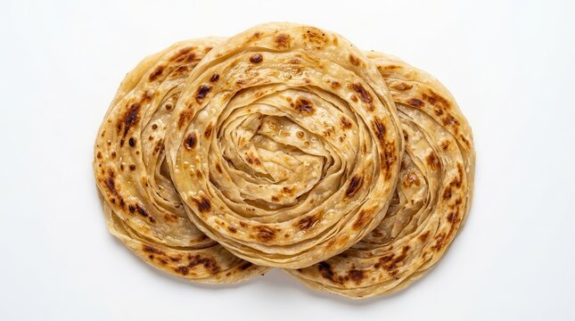 Freshly cooked Kerala porotta, also known as paratha or parotta, served on a plain background.