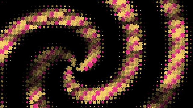Abstract spiral motion background, with pink and, gold halftone pattern