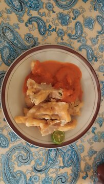 Delicious fried fish dumplings with peanut sauce, known as Batagor Bandung