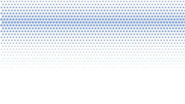 Light blue star halftone pattern with gradient transition from to bottom, small star shapes on a plain white background texture