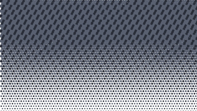 Dark grey diagonal dash shaped halftone pattern on a black background, abstract geometric texture with gradient transition and repeating lines