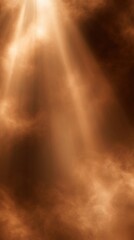 Obraz premium Light beams break through warm dust, creating a soft and ethereal atmosphere. This backdrop provides ample space for overlay text.