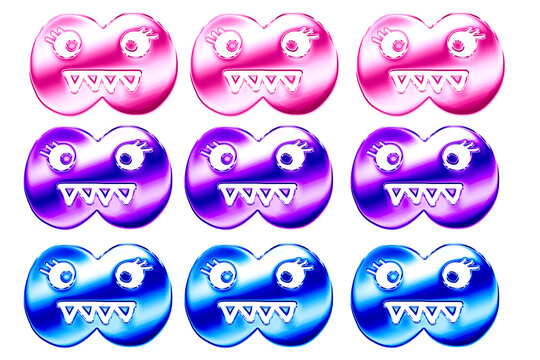 Cute 3D Glass Monster Face Pattern with Eyelashes