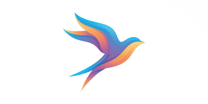 Colorful abstract bird logo design with gradient colors on white