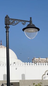 Stunning white minarets and domes of Masjid Quba against in Madina.