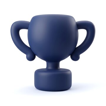 3D render of blue trophy cup isolated on white background representing victory and achievement award symbol
