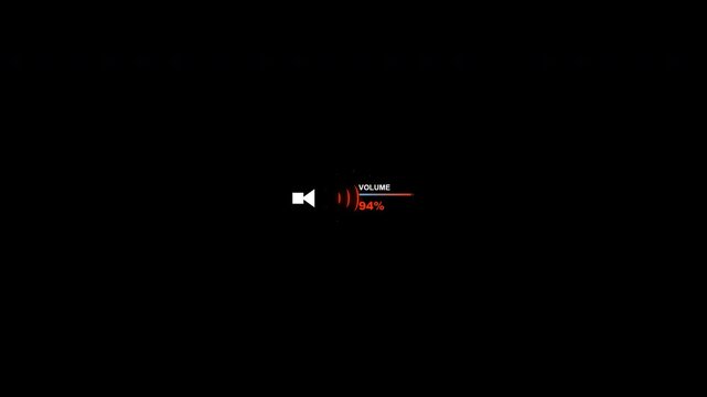 volume control icon and audio indicator showing sound level bar on dark background for media player ui design