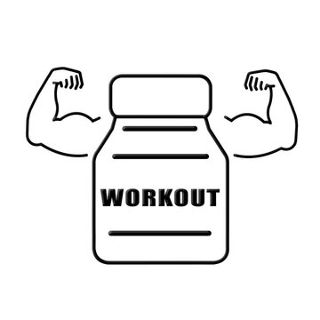 Workout Supplement Jar Animation Icon with Flexed Arms for Fitness and Gym Video.