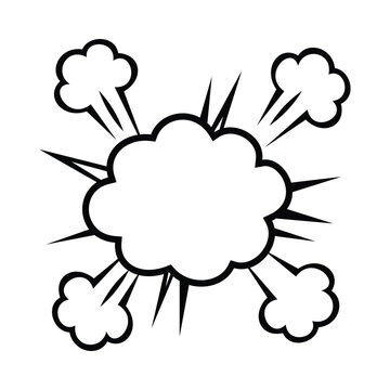 Hand drawn comic cloud smoke explosion burst element for superhero pop art action effect vector design illustration