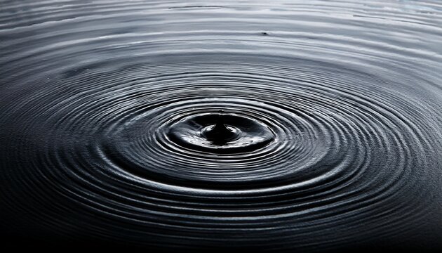 Concentric Ripples Spreading On The Surface Of Dark Calm Water