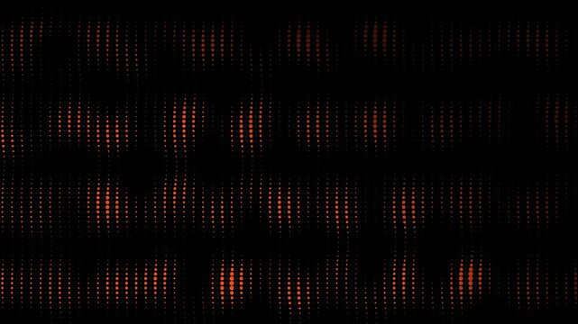 Abstract orange digital dot matrix background, glowing led light pattern motion