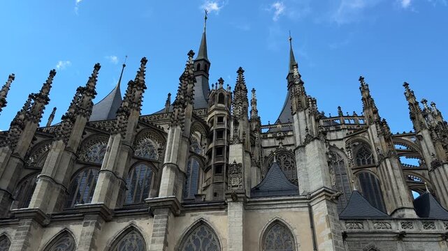 St Barbara Cathedral in Kutna Hora, Czechia, displays Gothic architecture with flying buttresses, pinnacles and tall windows. UNESCO heritage, Czech tourism, medieval architecture, cultural travel EU.