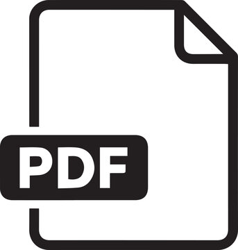 Minimalist digital document icon featuring a bold black and white pdf file format graphic in a simple silhouette