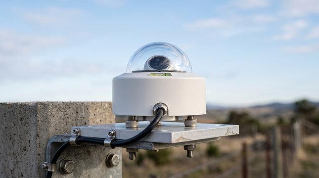 Digital pyranometer weather station sensor used for measuring solar irradiance and sun energy.
