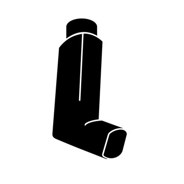 An asthma inhaler or asthma puffer icon in black silhouette vector