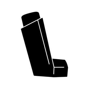 An asthma puffer or asthma inhaler side on icon black fill vector