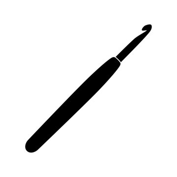 A 9mm crochet hook icon used for crocheting in black fill vector