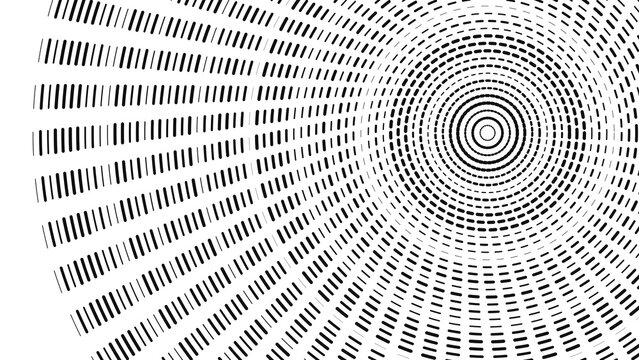 Dark abstract background, with faint concentric, circles of grey, dashed lines on, a black surface, for a subtle, minimalist pattern