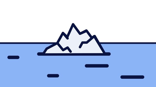 Blue ocean water scene featuring a white iceberg mountain floating peacefully among gentle rippling waves under an open clear sky ideal for nature