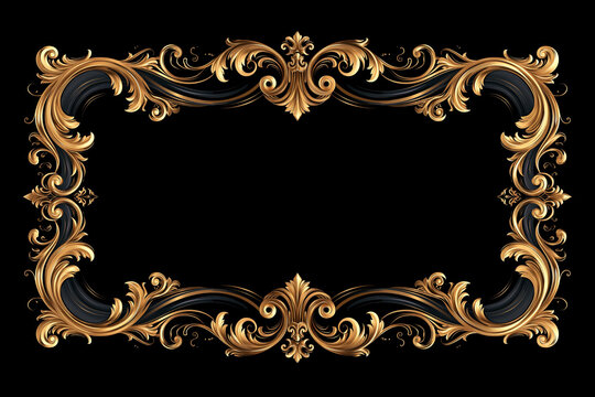Elegant Gold and Black Ornate Decorative Frame Border